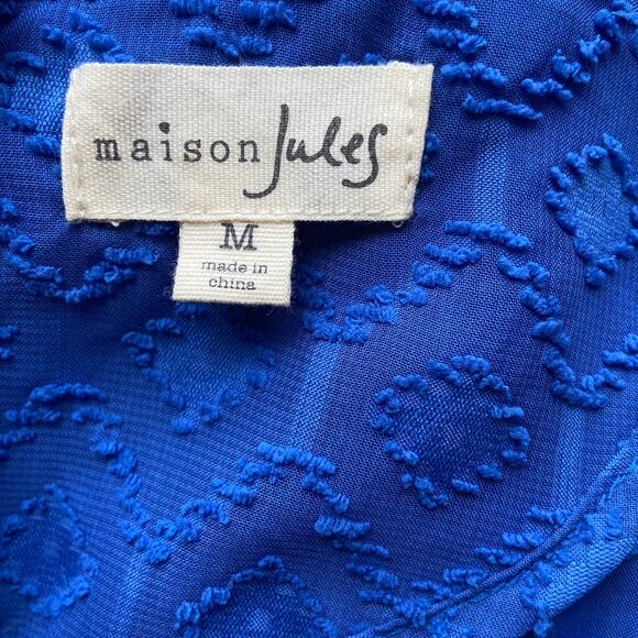 Maison Jules Sapphire Blue Textured Patterned Skater Dress - Women's Size M - Picture 4 of 5